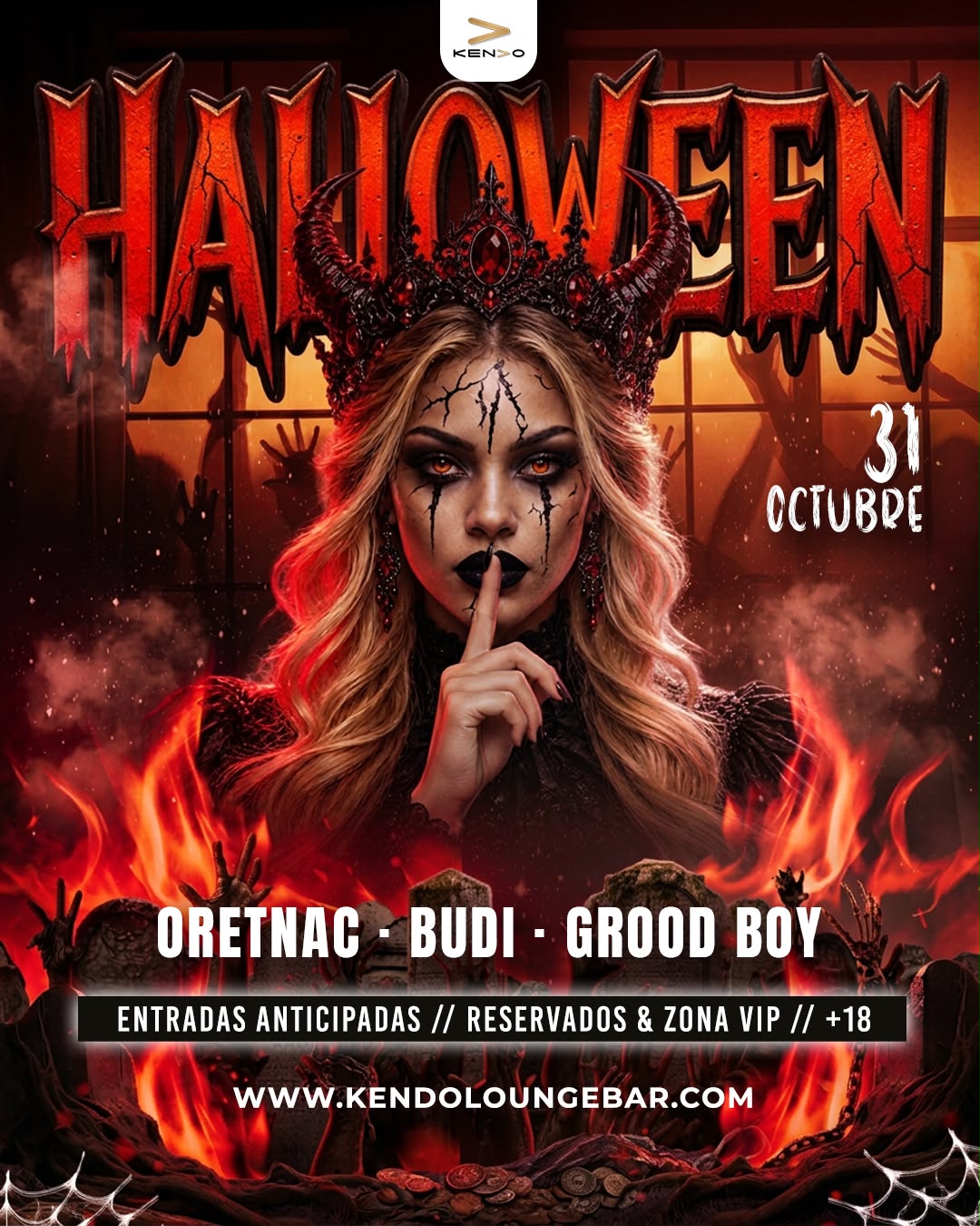 Halloween 31 de octubre con Oretnac, Budi y Grood Boy en KENDO Lounge Bar