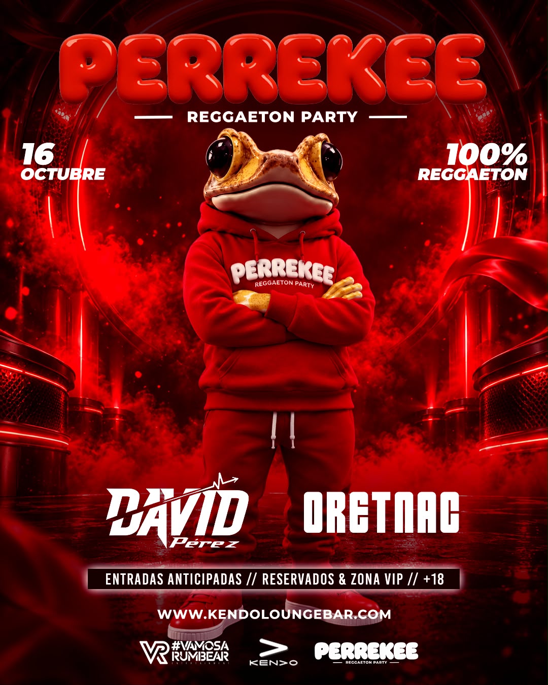 Perrekee Reggaeton Party 16 de octubre con David Pérez y Oretnac en KENDO Lounge Bar, Playa de las Américas
